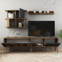 Hanah Home Madrid - Mueble de TV y Estantes de Pared Nogal y Antracita